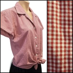 EDWARD red gingham check blouse L